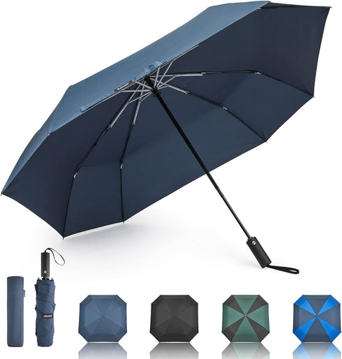 G4Free 54 Inch Large Golf Umbrella, Automatic Square 3 Folding Windproof Compact Travel Rain Umbrella