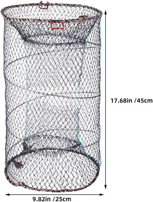 2pcs 17x10 Inch Portable Collapsible Fish Trap Metal Mesh Turtle Trap Saltwater Shrimp Lobster Easy to Use and Store