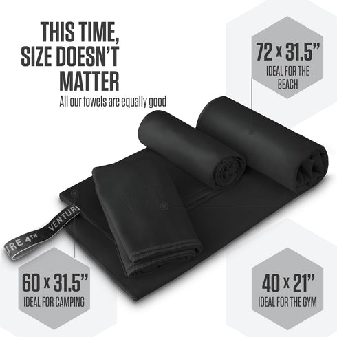 4TH Backpacking, Pack VENTURE Quick Dry Towel. Microfiber Travel Towel Ideal for Camping, Hiking, Gym. Lightweight