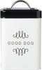 Amici Pet Treat Collection - Sparky Good Dog Metal Storage Canister, 36 oz, White