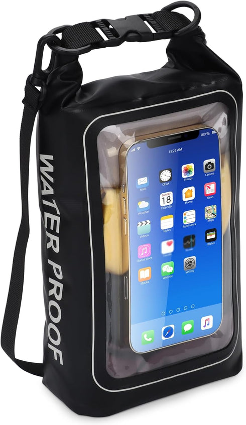 IP68 Waterproof Dry Bag, 2L Roll Top Waterproof Pool Bag with Phone Pouch, Large Waterproof Phone Pouch for Boating &