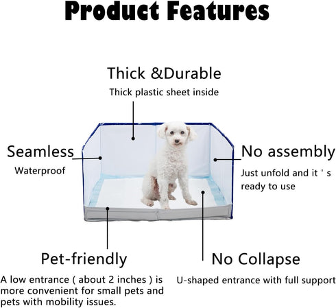Bencacawinstyle M-36''Lx23.6''Wx16''H) Dog Litter Box with High Walls,Pee Pad Holder Tray for Indoor Dog Potty,No