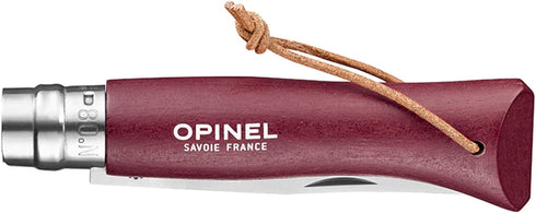 Opinel Colorama Series No. 8 Folding Pocket Knife, Stainless Steel with Leather Strap, Painted Hornbeam Handles