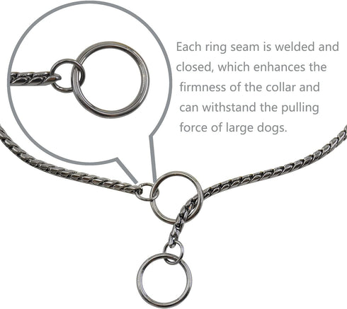Heavy Duty Dog Choke Collar, Slip Dog P Chain Snake Collar for Small Large Dogs (Black/Gold/Silver/Rose Gold,