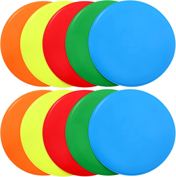 Kai Xin Spot Markers, 9 Inch Anti-Slip Agility Spots, 10 Pcs Colorful Flat Field Set for Sports Training