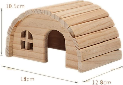 emours Natural Chewable Hamster Hideout, Wooden Hut Fairy House for Dwarf Hamsters, Small (7 x 5 x 4 inch)