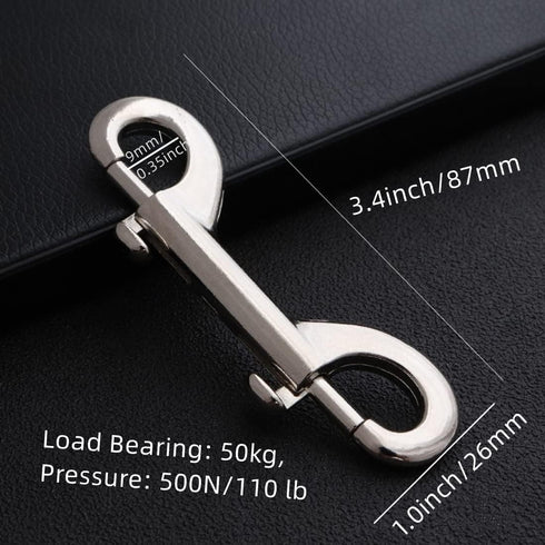 Double Ended Bolt Snaps Hook,Zinc Alloy Hook Metal Clips for Dog Leash,Key Chain,Horse Tack,Pet Feed Buckets,Garage Use, Nickel Plated, Nickel Plated,6Pcs(3.4" 87mm Silver)