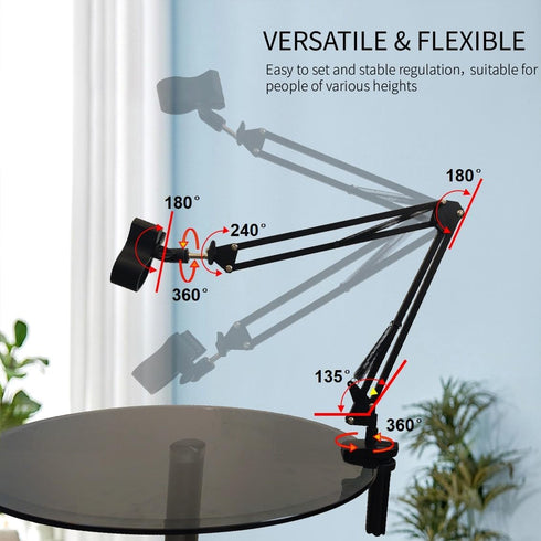 Dog Hair Dryer Holder - Pet Grooming Table Stand, Hands-Free 360° Rotating Blow Dryer Holder with Adjustable Clamp Mount