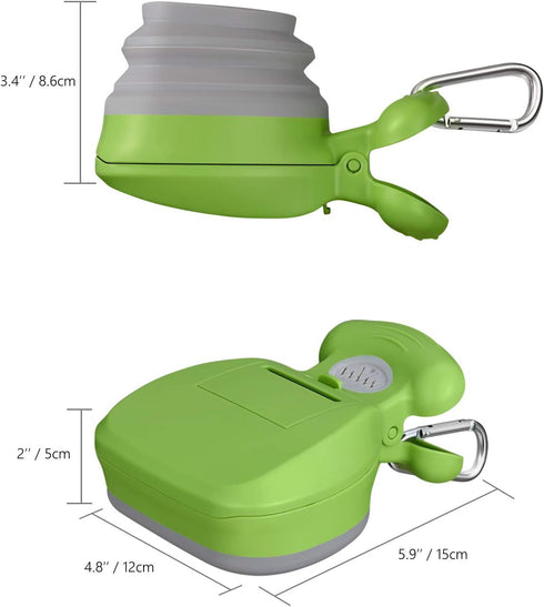 KALLAK Portable Dog Pooper Scooper, Hands Held Pet Poop Picker Upper with Integrated Bag Dispenser and 2 Rolls Waste