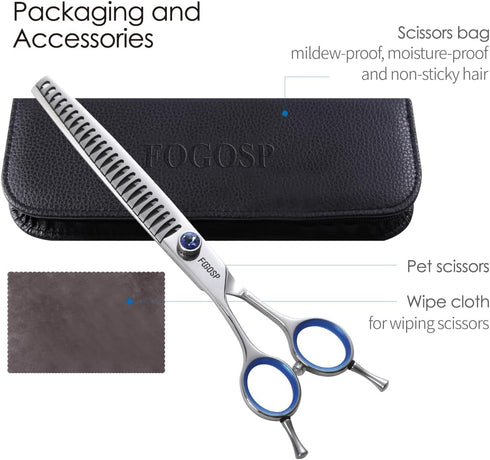 Left Handed Chunkers Dog Grooming Scissors 7.5'' Professional Thinning Shears, Japan 440C, 70% Thinning Rate