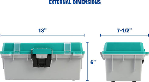 Sheffield 12671 13" Tackle Box, Fishing Gear Organizer with Flip-Up Lid and Lift-Out Tray
