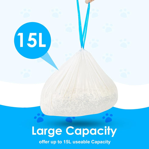 60 Count, 21.65"x11.8" Cat Litter Bags Drawstring Close Litter Box Liners for Automatic Litter Box,Thick Cat Poop