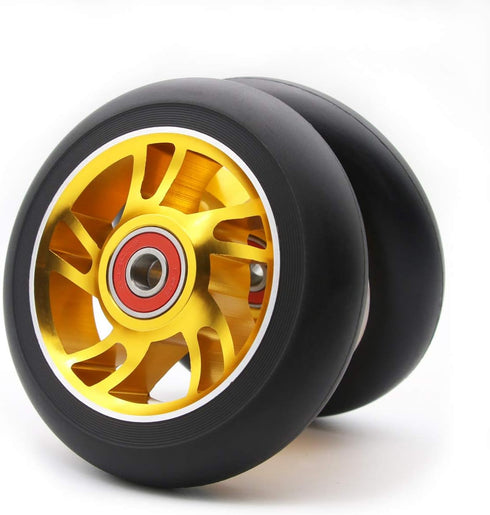 Z-FIRST 2pcs Gold Replacement 100mm Pro Scooter Wheels with ABEC 9 Bearings for MGP/Razor/Lucky/Envy Scooters