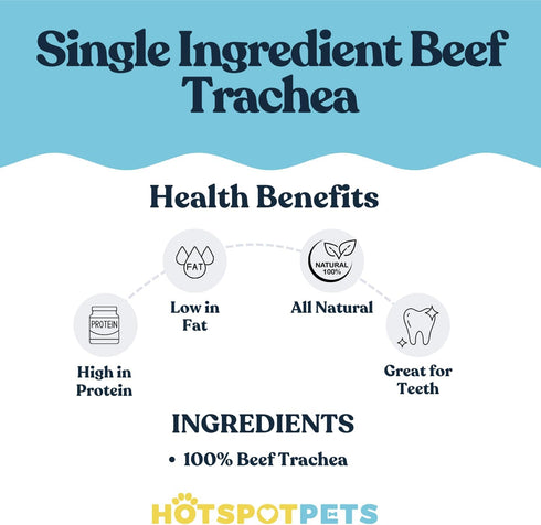 6" -(20 Pack) hotspot pets Premium Beef Trachea for Dogs Strips Split All Natural Grass-Fed Beef Dog Chews, Rich