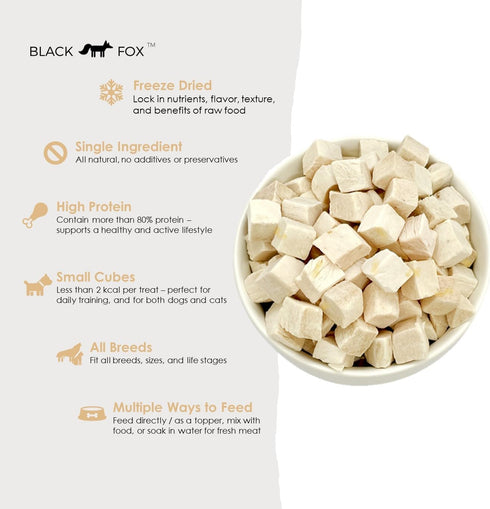 BLACK FOX Freeze-Dried Chicken Breast Training Treats for Dogs and Cats | 330 Treats, 4oz, Raw, Healthy, Human Grade