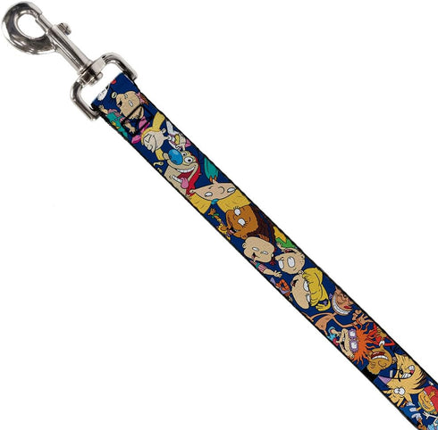 Dog Leash Nick 90s Rewind 16 Character Poses Navy Blue 6 Feet Long 1.5 Inch Wide