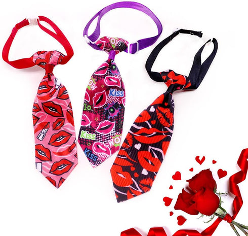 18pcs Valentines Day Dog Neck Ties, Adjustable Pink Red Small Dog Collar Ties for Holiday Grooming Accessories