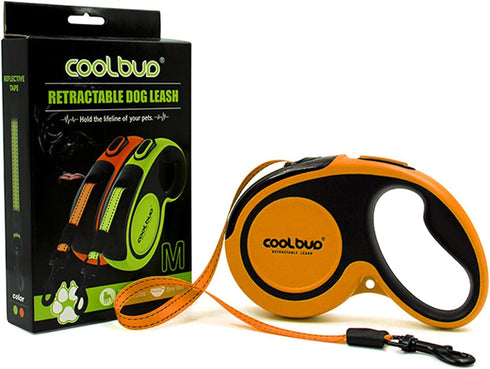 Retractable Dog Leash, 16ft for Medium Dogs up to 66 lbs, One Button Break & Lock, Heavy Duty, Tangle-Free (Orange)
