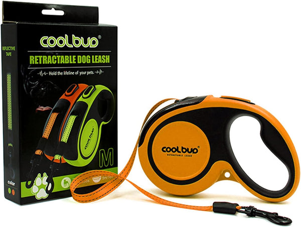 Retractable Dog Leash, 16ft for Medium Dogs up to 66 lbs, One Button Break & Lock, Heavy Duty, Tangle-Free (Orange)