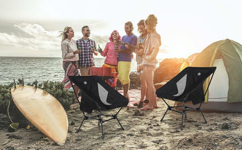 Generic 600D 7075 D-LO Ultralight Camping Chair - Black - Upgraded Dual Pocket - High Strength Oxford Fabric - Aluminum