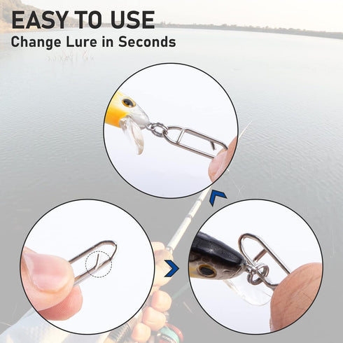 50-Pack Alwonder Fishing Power Speed Clips, High Strength Stainless Steel Speed Clip for Fishing Lure Quick Change