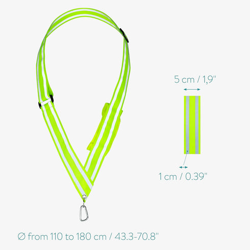 Navaris Reflective Sash - Walking, Cycling, Running Gear with Pocket and Carabiner Clip for Men and Women