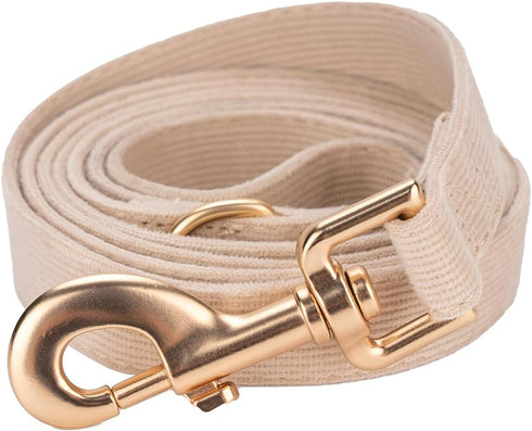 Corduroy Dog Leash, 5 Ft Length for Small Medium Large Dogs, Beige, Small