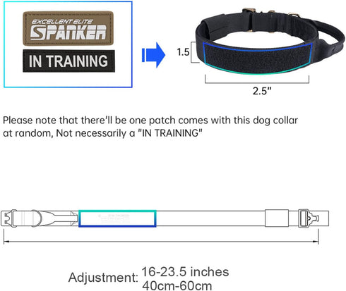 EXCELLENT ELITE SPANKER Tactical Dog Collar Military Adjustable Heavy Duty Training Collar with Metal Buckle