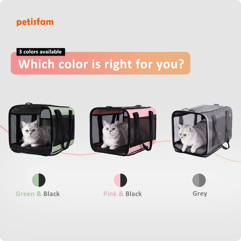petisfam Easy Load Soft Pet Carrier: Top Entry Bag for Large and Medium Cats, Sturdy, Well-Ventilated, Collapsible