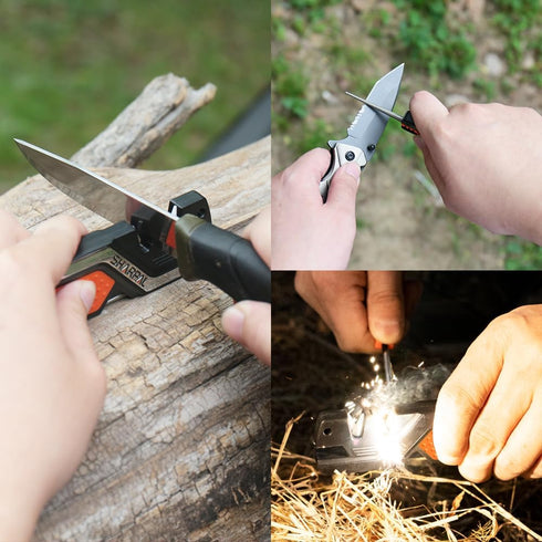 SHARPAL 101N 6-In-1 Pocket Knife Sharpener & Survival Tool, with Fire Starter Ferro Rod, Whistle & Diamond Sharpening