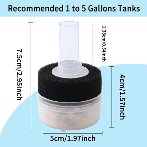 QXUJI 4PCS Air Driven Bio Filter Sponge Aquarium Filter, Bio Sponge Filter, Aqua Flow Sponge, Air Pump Driven