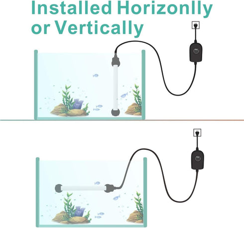 hygger 50W Mini Inline Quartz Glass Aquarium Heater with External Controller, Adjustable Thermostat for 5-15 Gallon