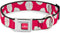 Buckle-Down Dog Collar, Seatbelt Buckle Lilo Stitch Bounding Dress Leaves Red Ivory, 16 to 23 Inches, 1.5 Inch Wide