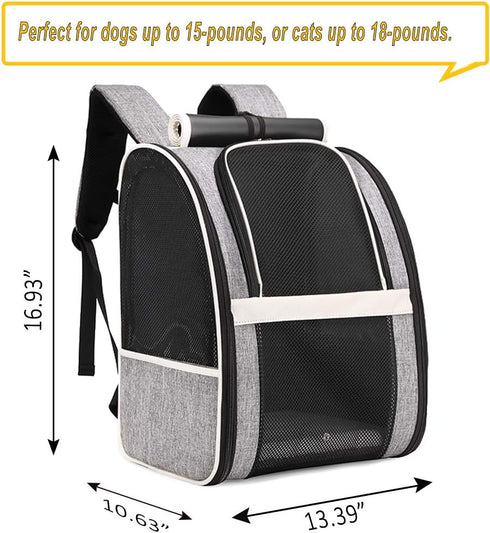 Texsens Pet Carrier Backpack - Ventilated Design with Window Blind for Small Cats & Dogs, Collapsible, Ideal for Travel