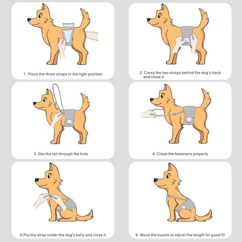 Idepet 3 Pack Belly Bands for Male Dogs with Suspender Detachable, Male Dog Belly Bands Washable Doggie Boy Diapers