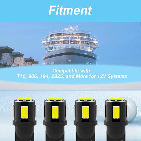 YAFIYGI 4 906 Bulb Bulbs 5630 T10 Sailboat DC12V Pcs LED Marine Anchor Light LED Base Marine Boat Navigation Lights