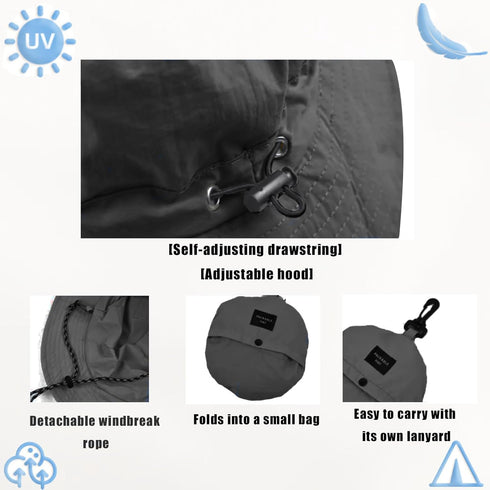 Waterproof Bucket Rain Hat with Chin Strap, Packable Sun Hat for Men Women Lightweight Hiking Outdoor Quick Dry
