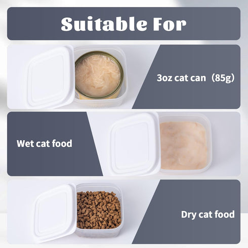 8Pack 3oz 2.56''/65mm Canned Cat Food Storage Container for Cat Cans, Transparent Plastic Pet Food Sealer with Can