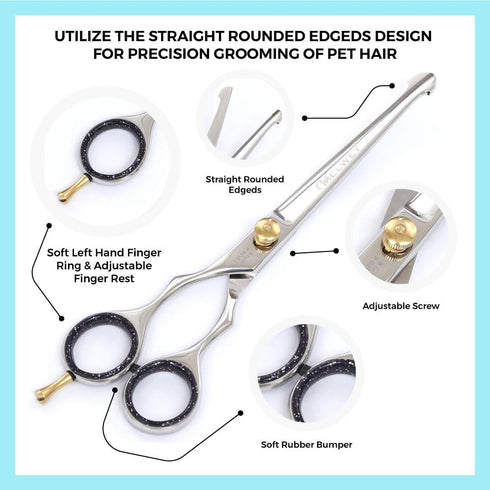 Set Left-Handed Pet dog Grooming Scissors Pro-Grade Curved Shears for Dogs Cats - Precision Crafted Sharp Blades