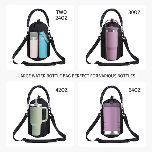 sportsnew 32/42/64oz 30/40oz Large Water Bottle Bag for Water Bottle,Water Bottle Holder Carrier with Strap for Tumbler
