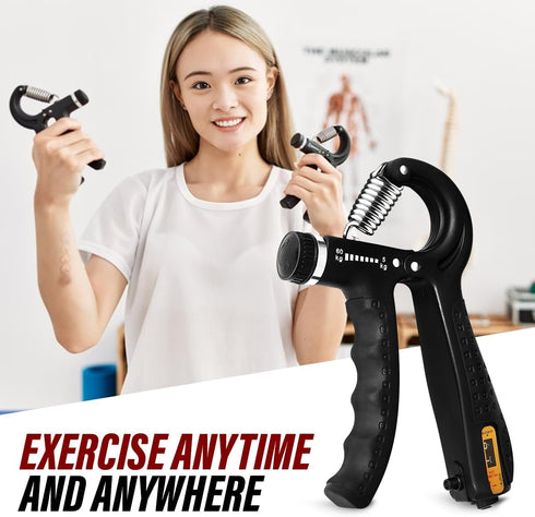 Hand Grip Strengthener Trainer with Adjustable Resistance - 10-130lbs (4.5-59kg) for Muscle Building, Injury Recovery,