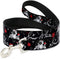 Buckle-Down Pet Leash - 4 Feet Long - SNOW WHITE Apple Poses/Butterflies Black/Gray/Red - 1/2" Wide