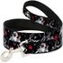Buckle-Down Pet Leash - 4 Feet Long - SNOW WHITE Apple Poses/Butterflies Black/Gray/Red - 1/2" Wide