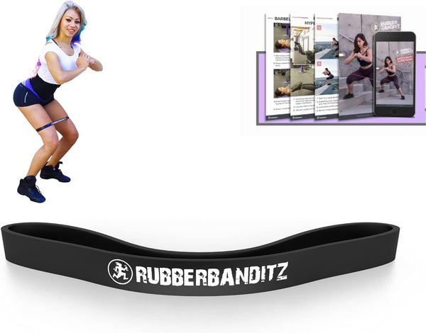 Rubberbanditz Extra Thick Booty Bands - Mini Loop Exercise Band for Glutes and Legs Workouts - 5 Sizes 5-100 lbs,