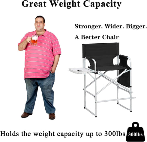 GeRRiT 26.5 inches Tall Directors Chairs Foldable Makeup Artist Chair Seat Height Heavy Duty Folding Camping Chair