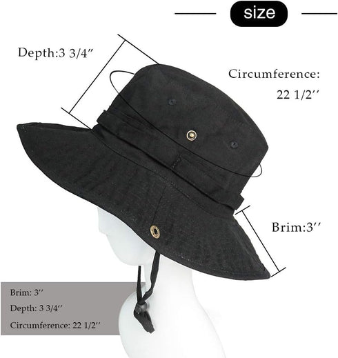 Wide Brim Bucket Hat for UV Protection, Fishing, Hiking, Safari - Unisex Outdoor Hats