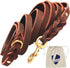Braided Leather Dog Leash 10 Foot - Full Grain Heavy Duty for Large Medium Small Dogs, 10 Ft Soft Leather Lead