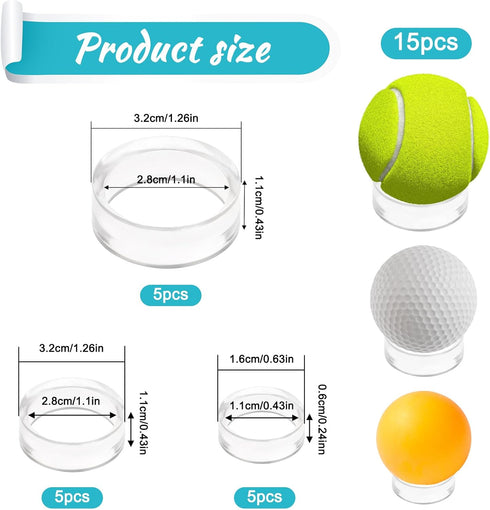 Aysatogc 15Pcs Baseball Holder, Ball Stand Baseball Stand Sphere Holders for Display Clear Ring Acrylic Display Holders