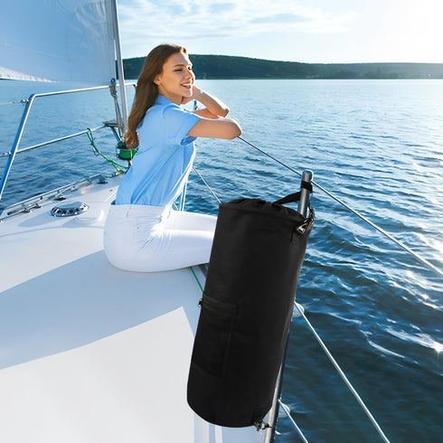 Trivolein 11.89-15.59Gal Boat Trash Can, Waterproof Nylon Boat Trash Bag Holder, Portable Foldable Marine Garbage Bin