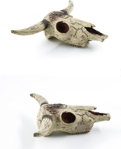 Leoyoubei Aquarium Decoration, Small Skull for Fish Tank, Fish Turtle Hidden Cave Landscape Pet Reptile House (Cattle